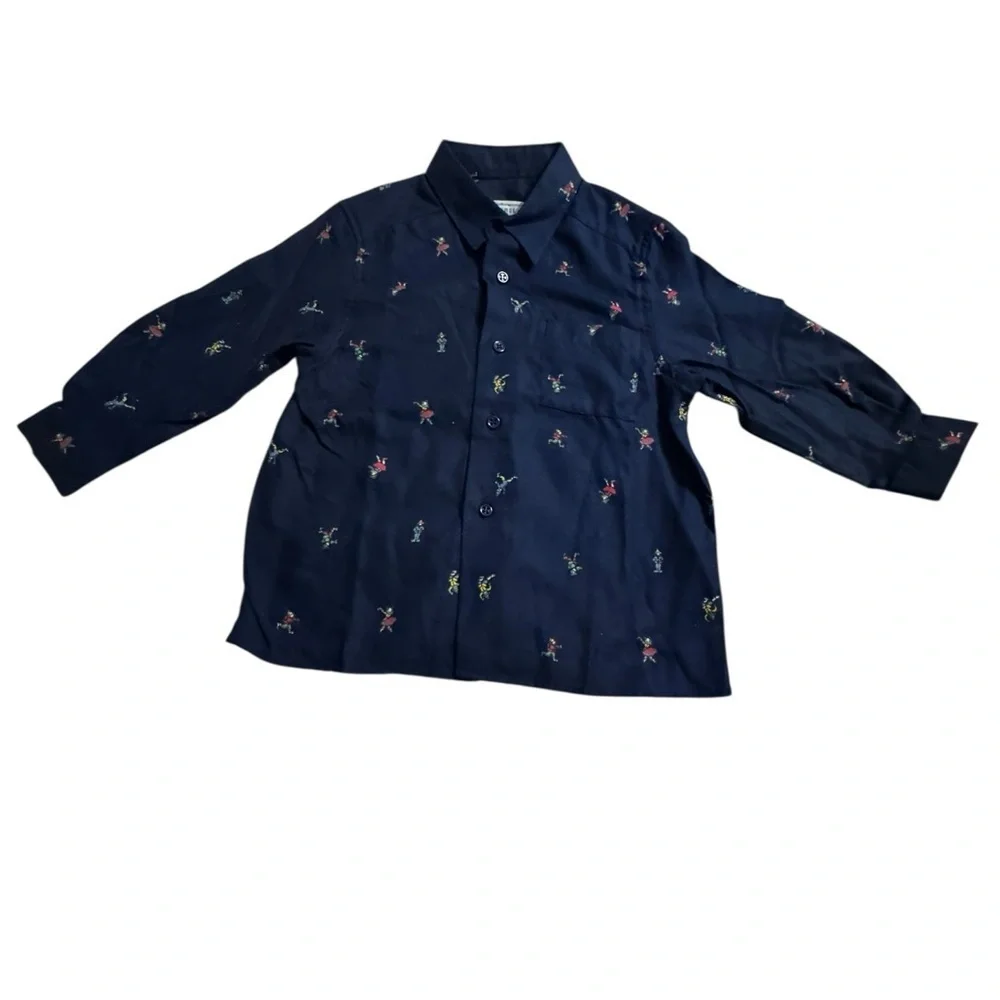 Kids Navy Blue Button Down Shirt